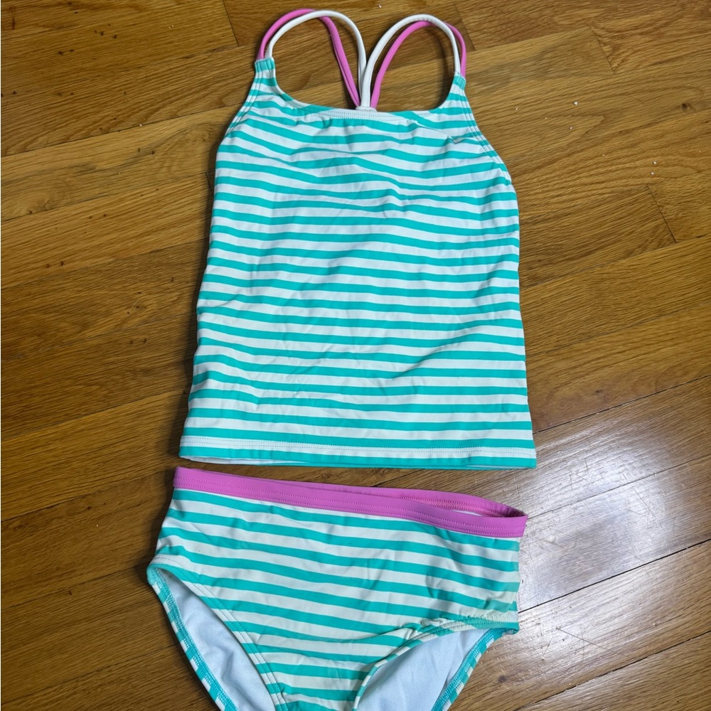Mini Boden 7/8 girls swim suit and rash guard